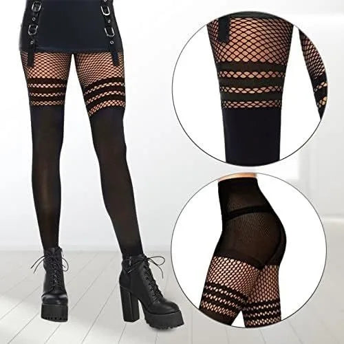 Black Hollow-Out Pantyhose Suspenders Fishnet Stockings Women Nightclub Tights Dance Sexy Fishing Net Stocking for Girls Socks