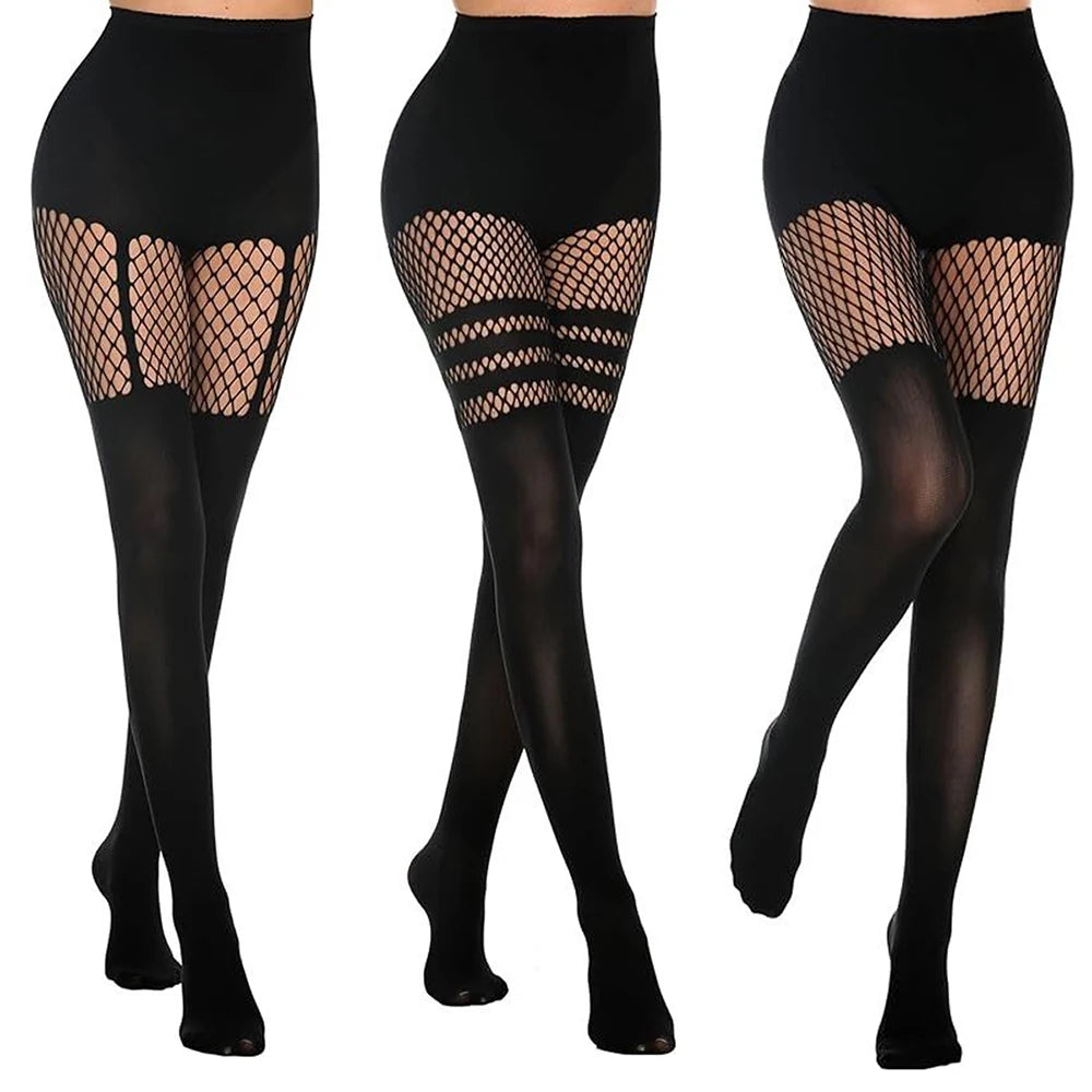 Black Hollow-Out Pantyhose Suspenders Fishnet Stockings Women Nightclub Tights Dance Sexy Fishing Net Stocking for Girls Socks