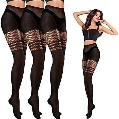 Black Hollow-Out Pantyhose Suspenders Fishnet Stockings Women Nightclub Tights Dance Sexy Fishing Net Stocking for Girls Socks