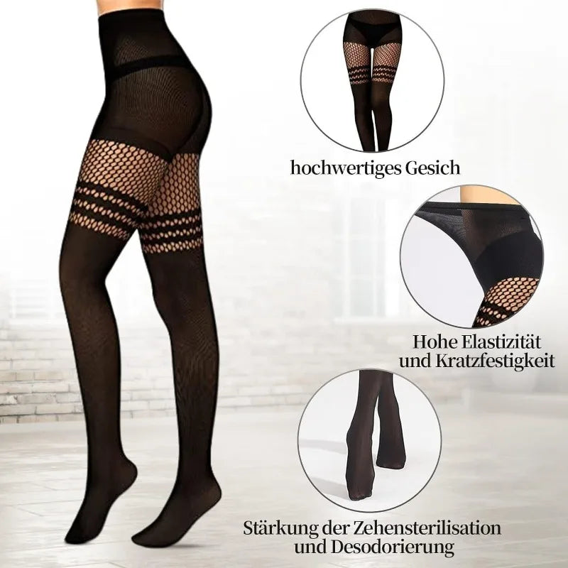 Black Hollow-Out Pantyhose Suspenders Fishnet Stockings Women Nightclub Tights Dance Sexy Fishing Net Stocking for Girls Socks